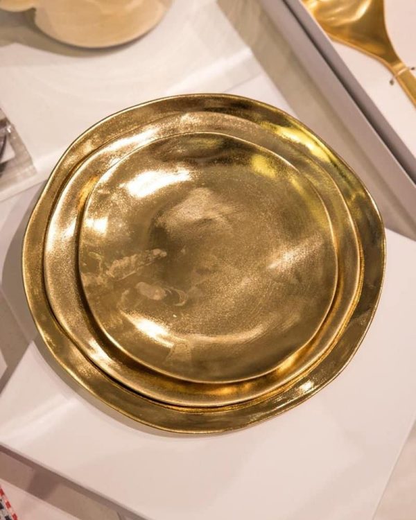 Imperfect porcelain plate Gold