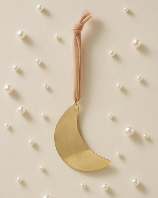 Brass Moon Velvet Ornament