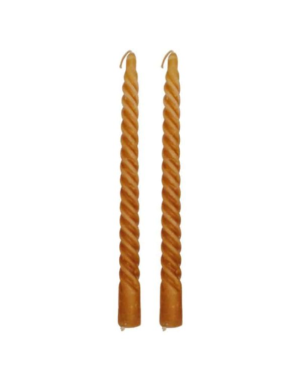 Matt Honey Twisted Candle Set Of 2