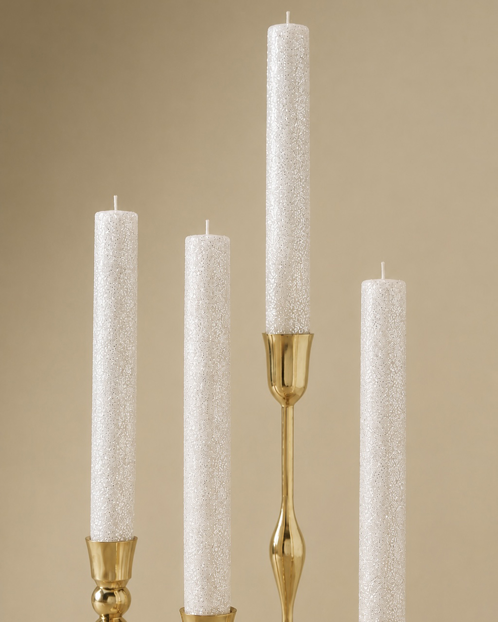 Glitter Ivory Candle Set