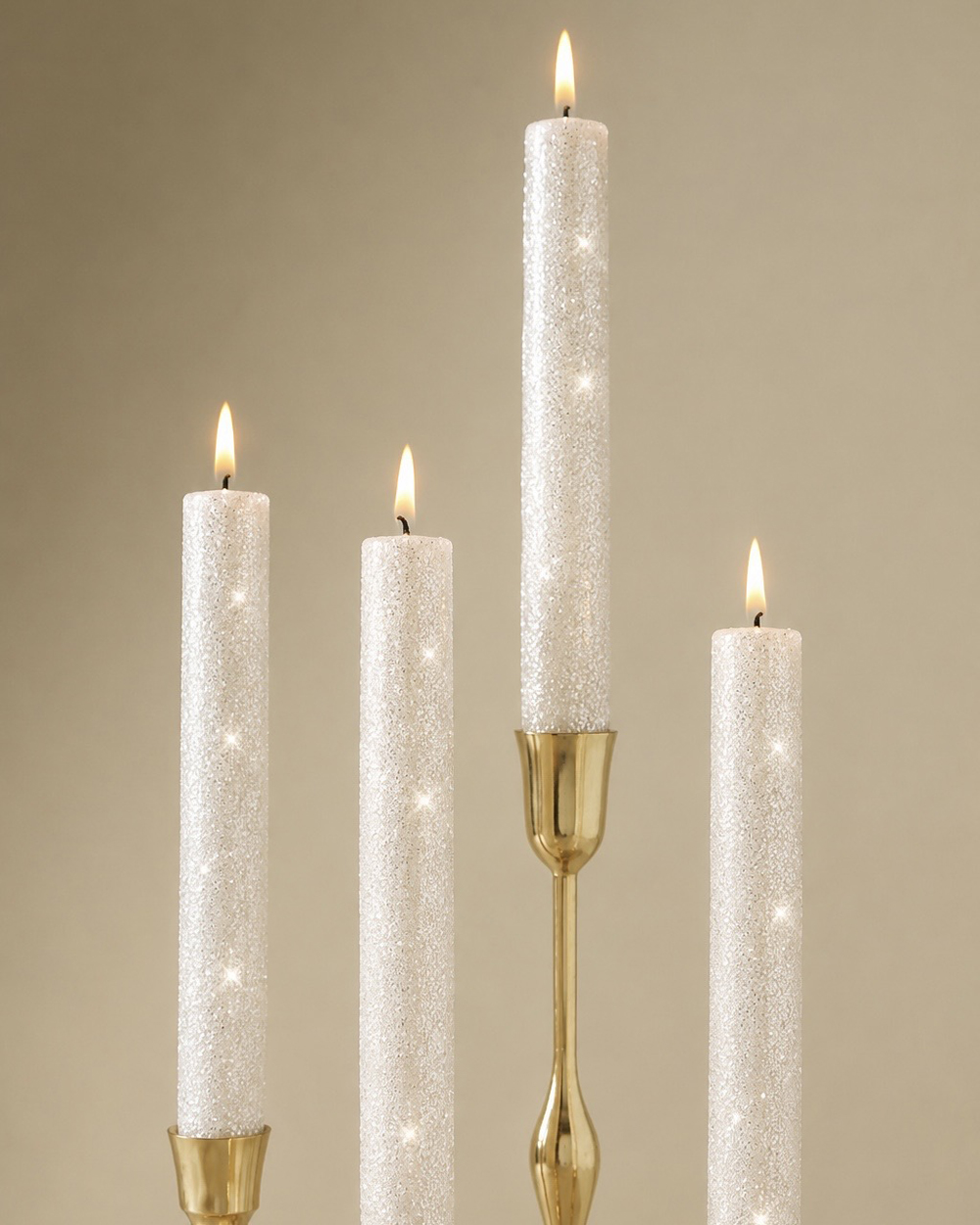 Glitter Ivory Candle Set