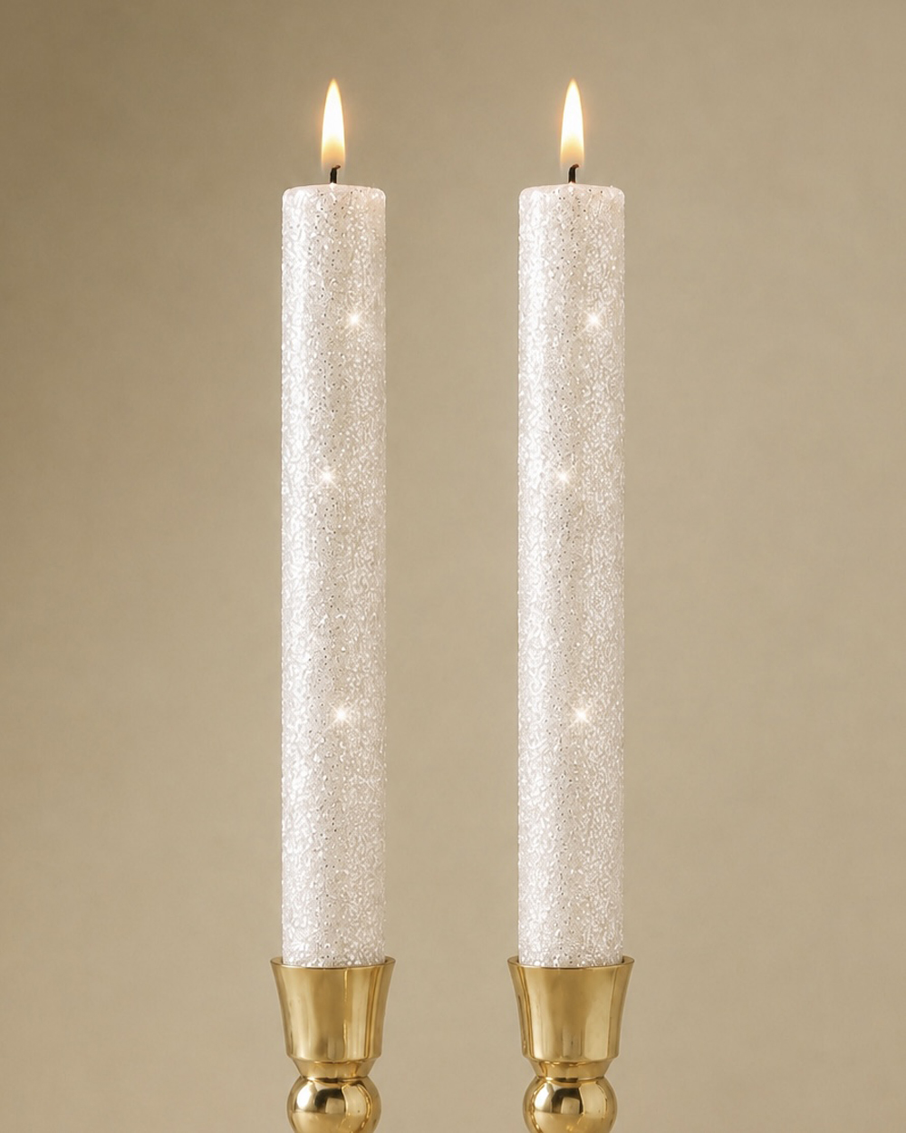 Glitter Ivory Candle Set