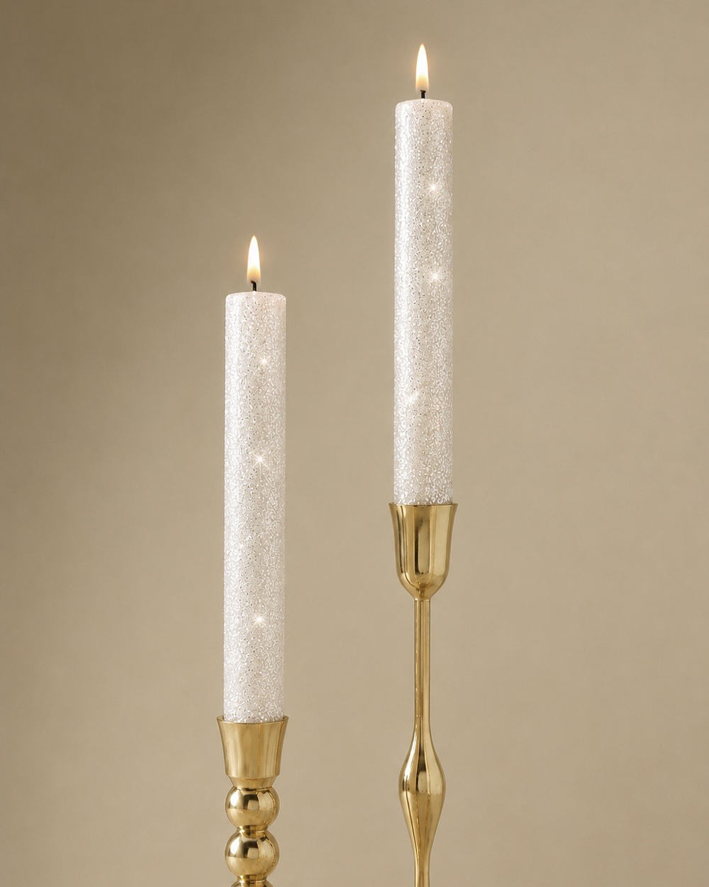 Glitter Ivory Candle Set