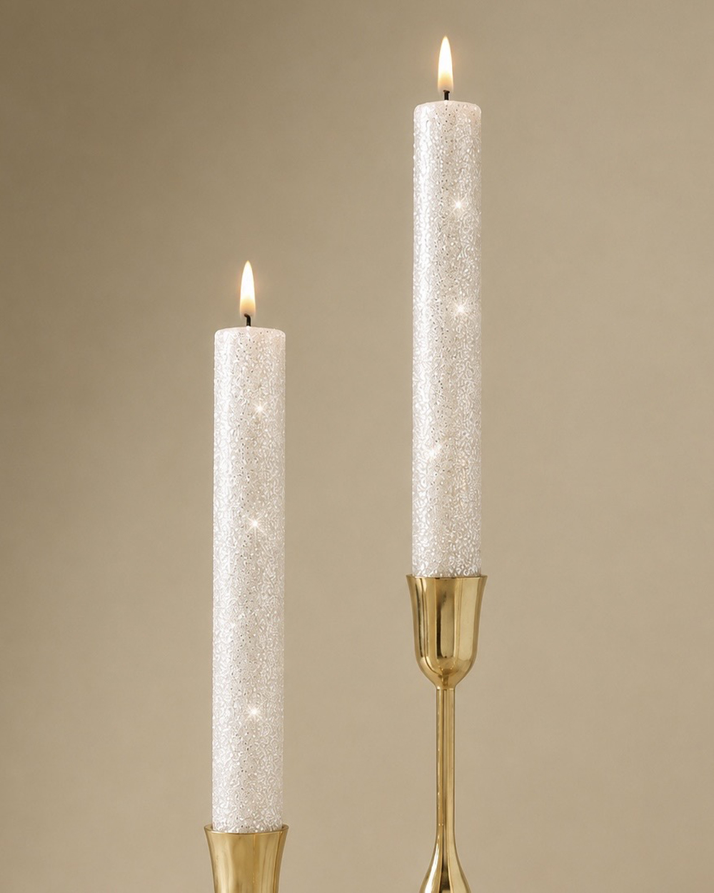 Glitter Ivory Candle Set