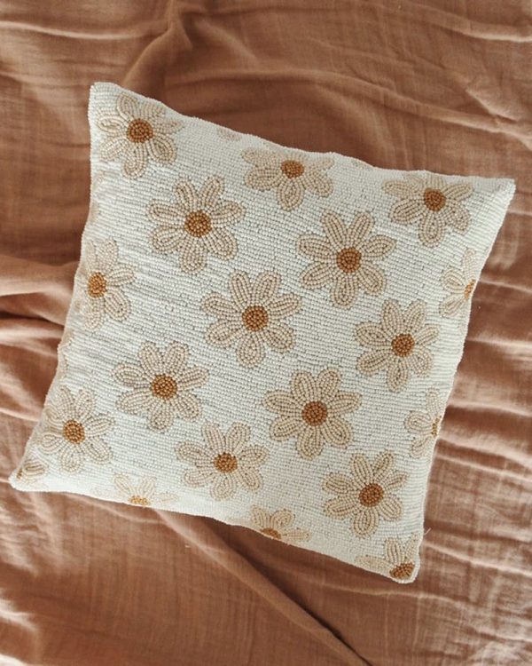 Handmade Beaded Cushion Daisy