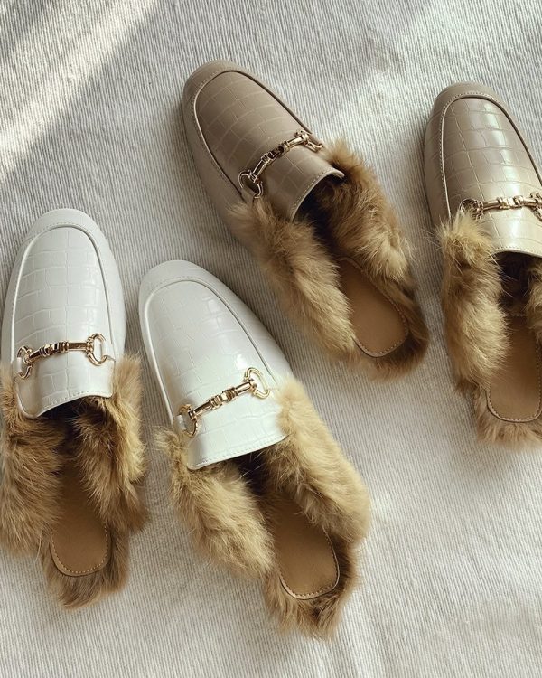 Faux Leather Loafers Blanche