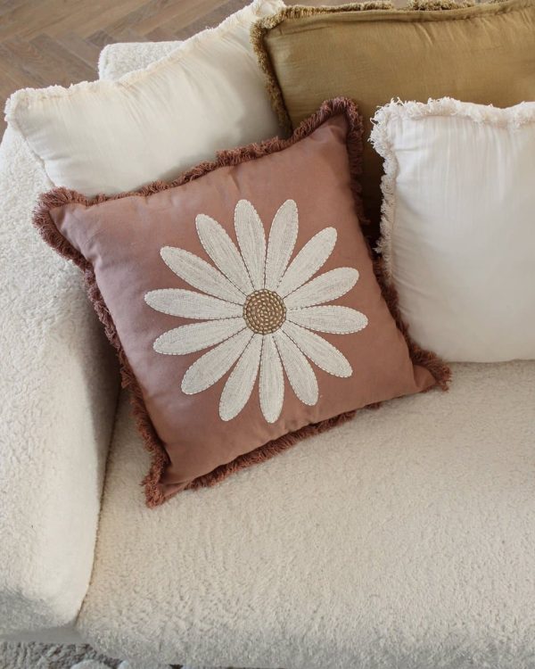 Handmade Fringe Cushion Daisy