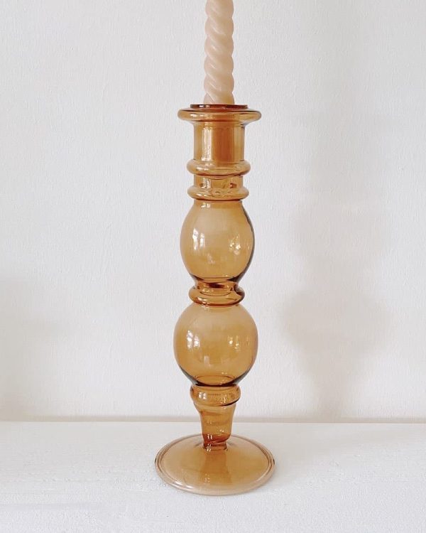 Glass Candle Holder Amber