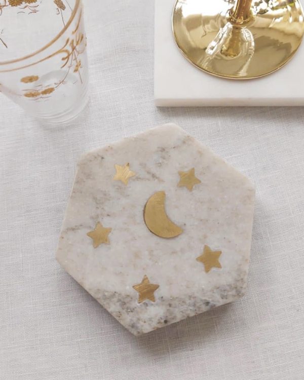 Marble Coaster Moon & Stars