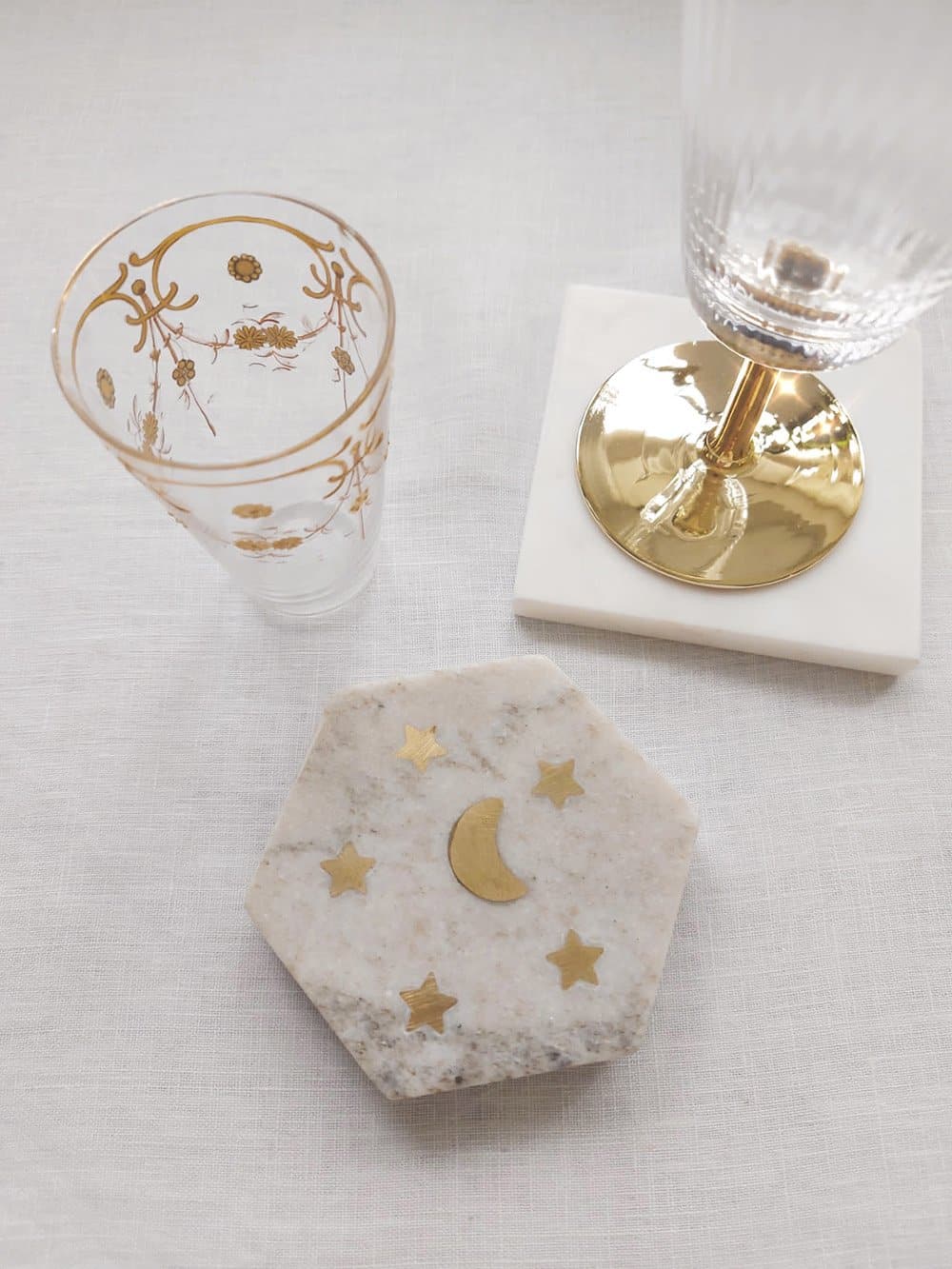 Marble Coaster Moon & Stars