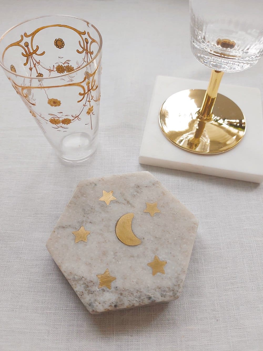 Marble Coaster Moon & Stars