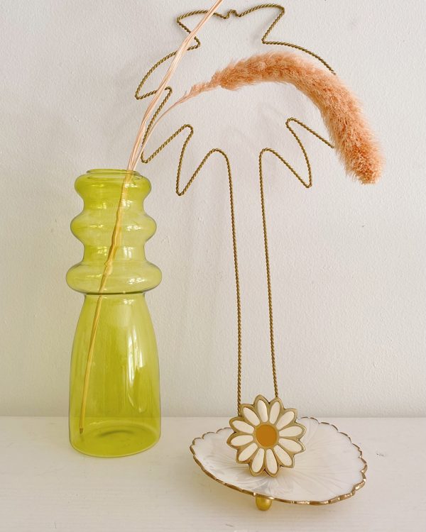 Glass Ripple Vase Olive