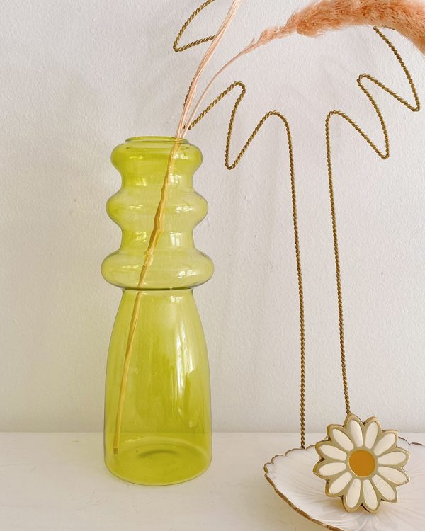 Glass Ripple Vase Olive