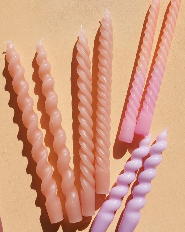 Matt Vintage Pink Twisted Candle
