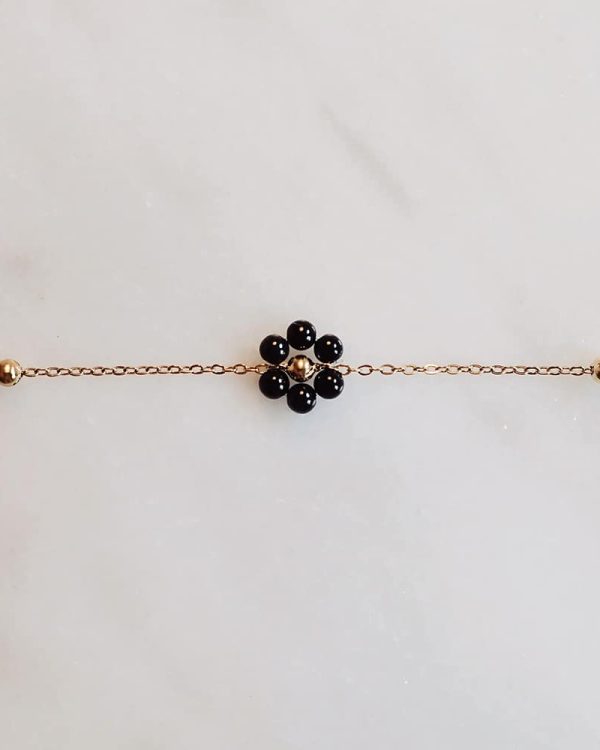Flower Bracelet Black Agate