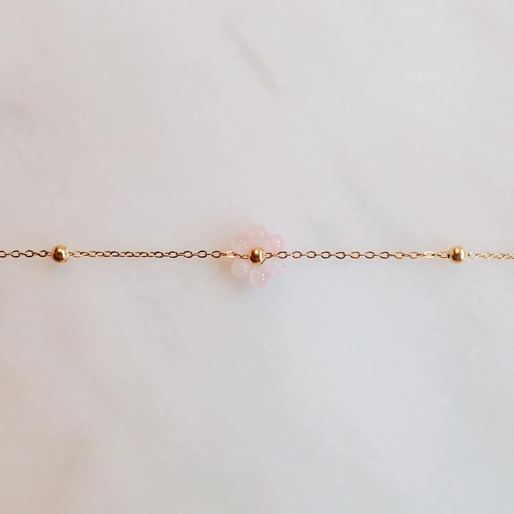 Flower Bracelet Rose Quartz