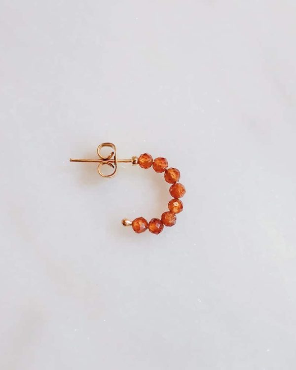 Garnet Half Moon Earring