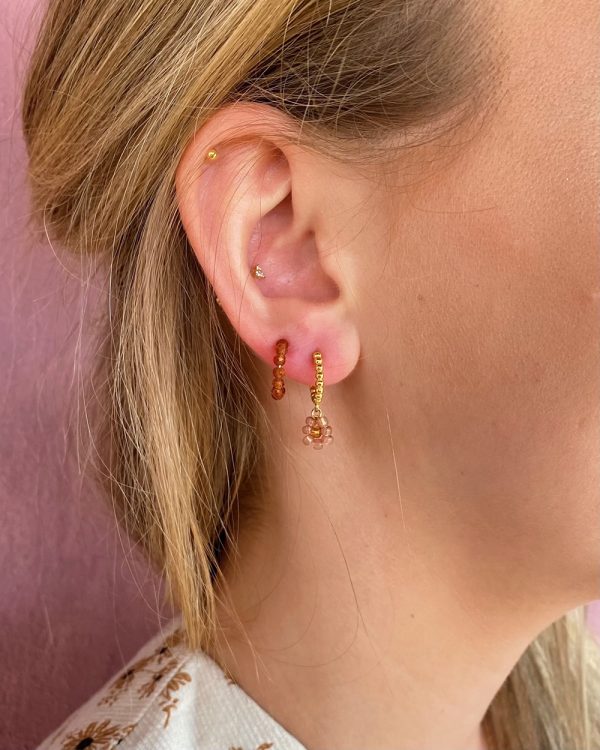 Garnet Half Moon Earring