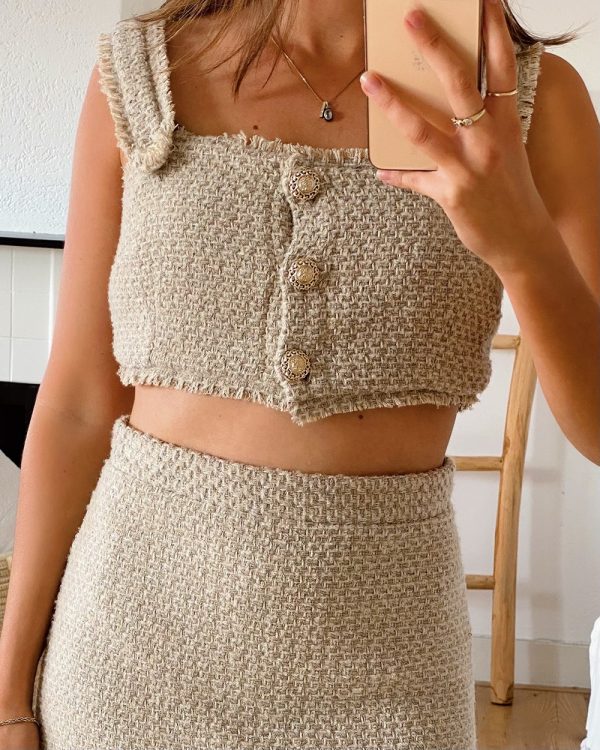 Wool Blend Tweed Top