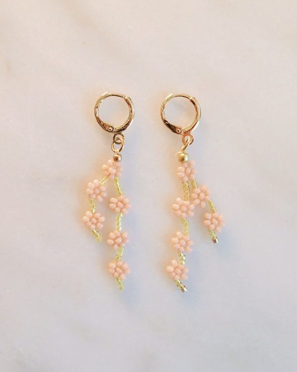 Beaded Flower Garland Earrings