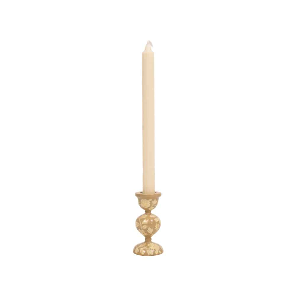 Floral Print Candle Holder Beige