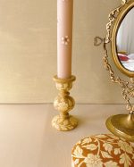 Floral Print Candle Holder Beige