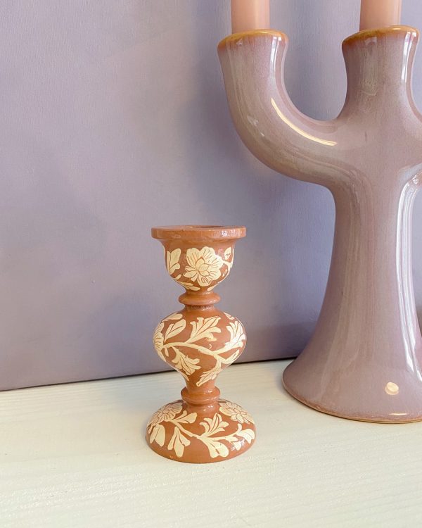 Floral Print Candle Holder Lilac