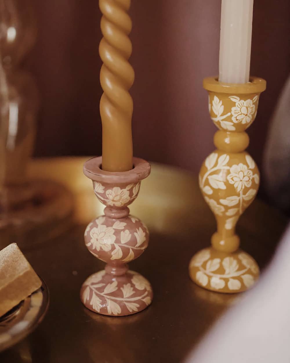 Floral Print Candle Holder Macaron