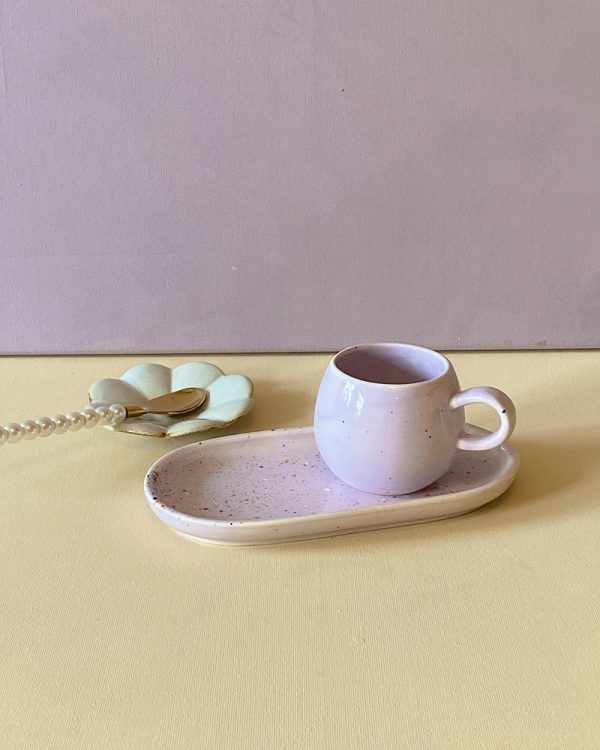 Ceramic Espresso Cup Tray Set Lilac