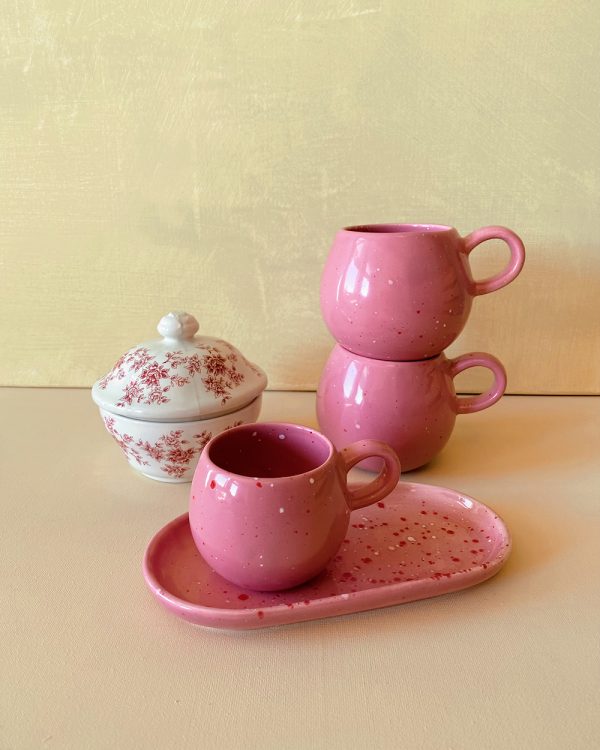 Ceramic Espresso Cup Tray Set Valentine