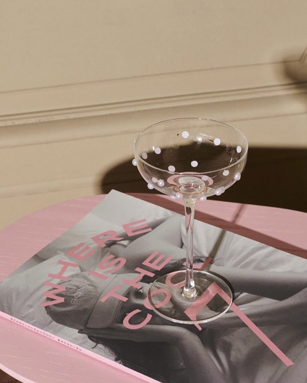 Let's Drink Pearls Pink Glass