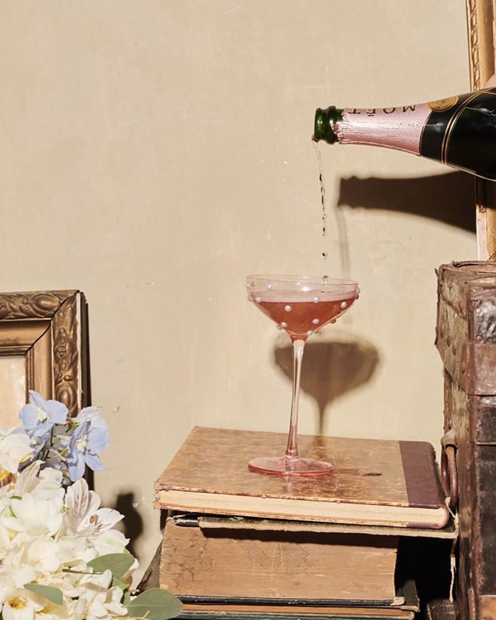 Let's Drink Pearls Pink Glass
