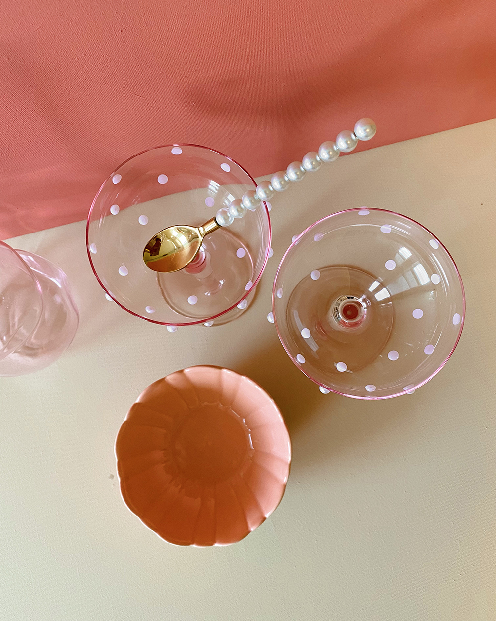 Let's Drink Pearls Pink Glass