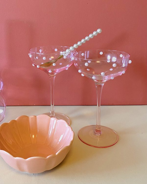 Let's Drink Pearls Pink Glass