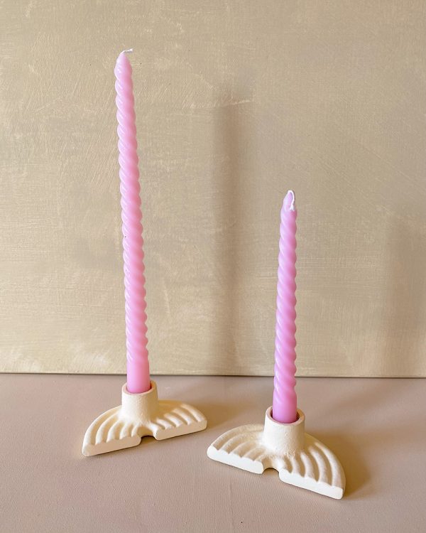 Matt Pink Twisted Candle Set Of 2
