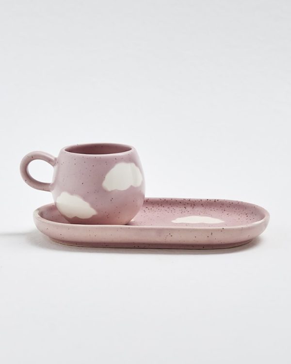 Ceramic Cloud Nine Espresso Cup Tray Set