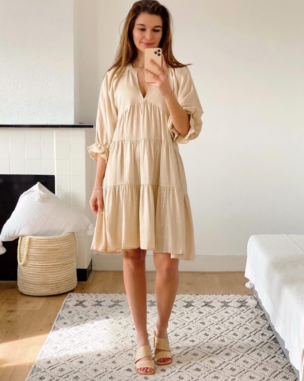Linen Blend Dress Beige