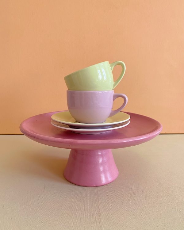 Vintage Pastel Cup Saucer Set Of 2