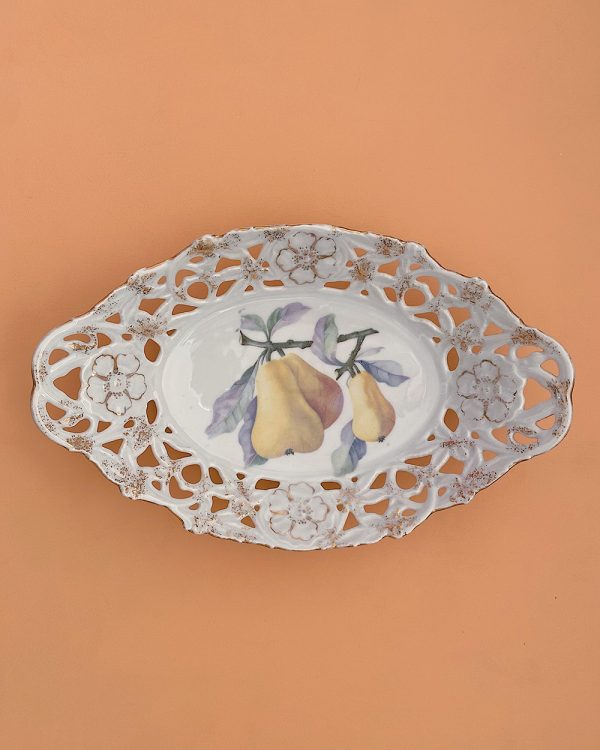 Vintage Pear Oval Fruit Bowl