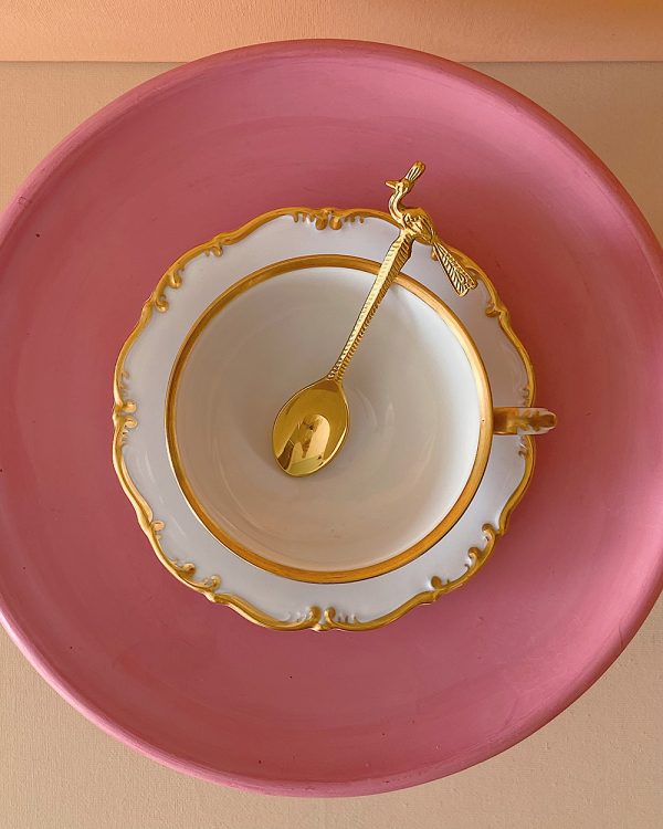 Vintage White Gold Cup Saucer Set