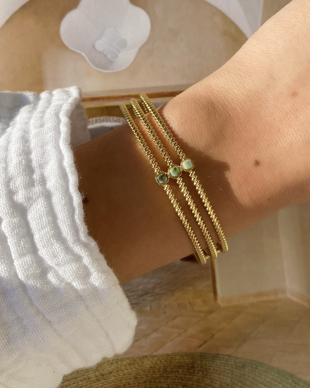 African Turquoise Moondrop Cuff Bracelet