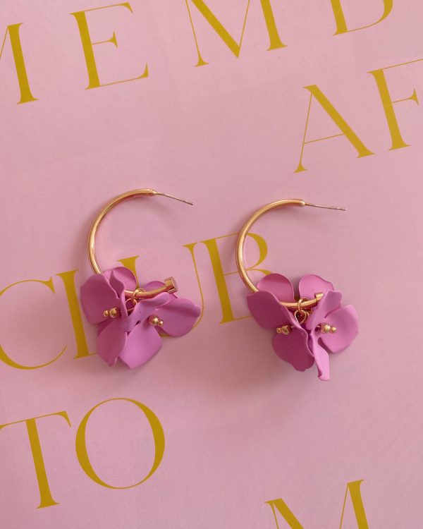Rose Wildflower Hoop Earrings