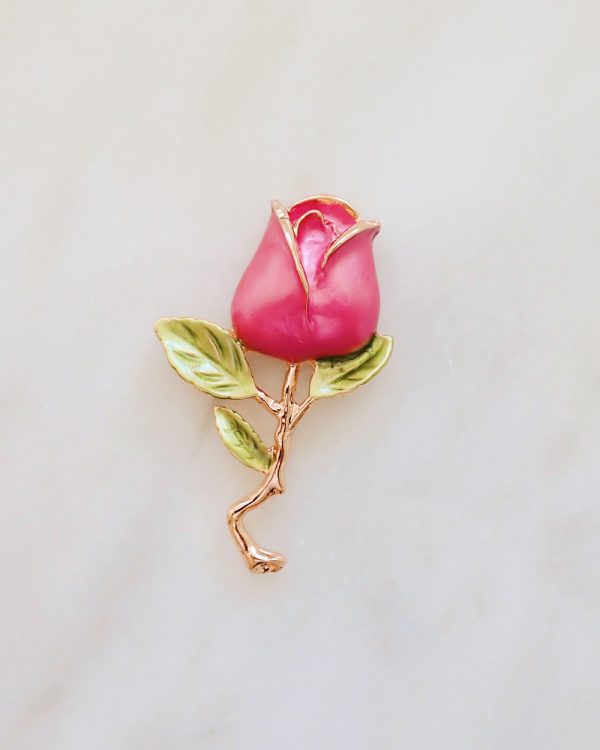 Victorian Rose Enamel Brooch