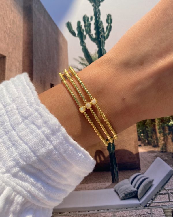 White Agate Moondrop Cuff Bracelet