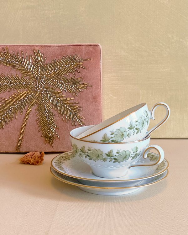 Vintage Green Flower Cup Saucer Set