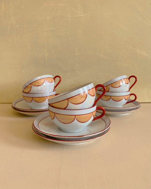 Vintage Orange Pearl Cup Saucer Set