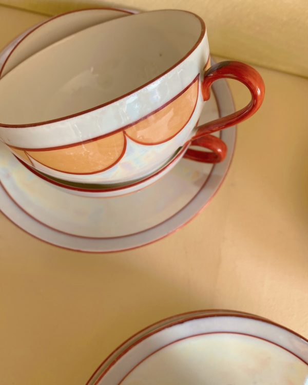 Vintage Orange Pearl Cup Saucer Set