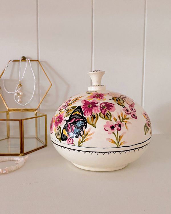 Hand Painted Butterfly Garden Jewelry Box