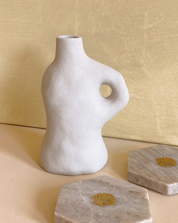 Sculptural Greige Vase