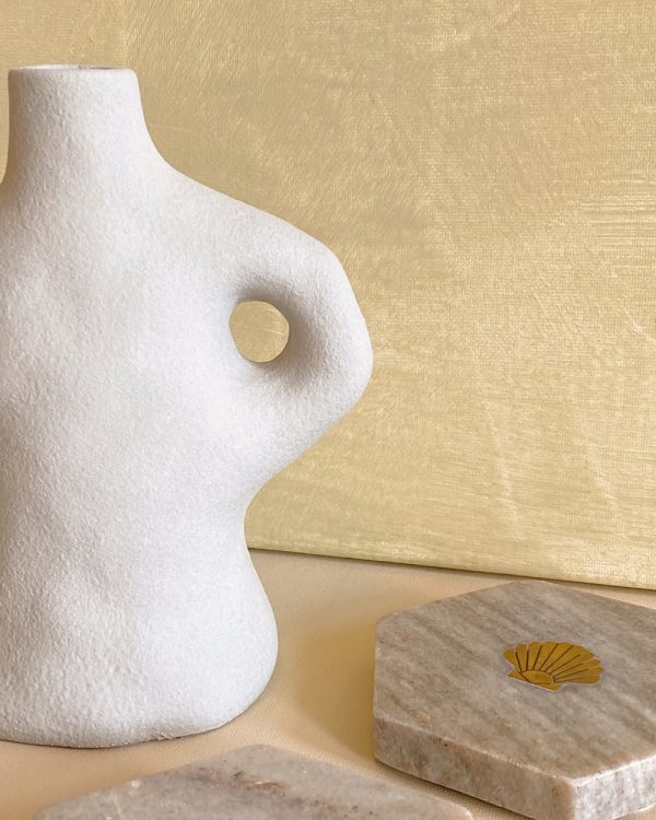 Sculptural Greige Vase